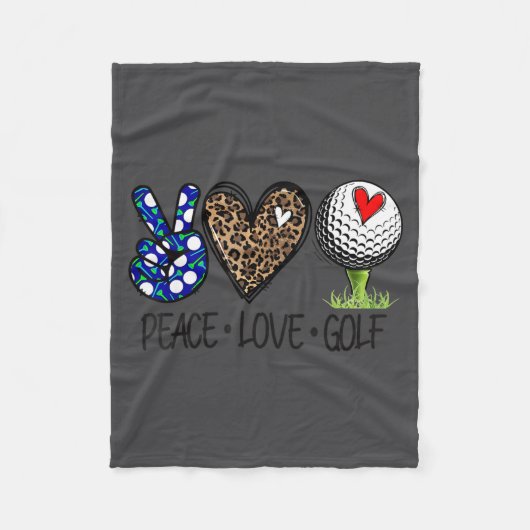 Frieden Liebe Golf Lustiger Leopard Herz Golf Lieb Fleecedecke (Vorderseite)