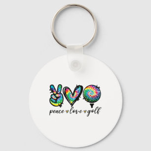 Frieden Liebe Golf Spieler Tie Dye Golf Liebhaber Schlüsselanhänger