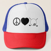 Frieden, Liebe, Golf Truckerkappe (Vorderseite)