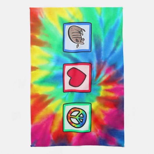 Frieden, Liebe, Gürteltiere Küchentuch (Vertikal)