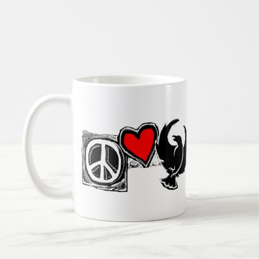 Frieden, Liebe, Hahnenfuß. Kaffee-Tassen! Kaffeetasse (Links)