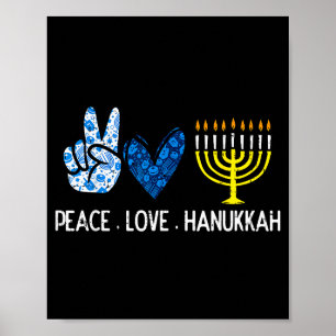 Frieden Liebe Hanukkah Retro Chanukah Jüdische Män Poster