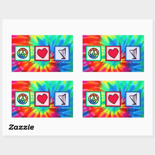 Frieden, Liebe, Harfen Rechteckiger Aufkleber (Blatt)