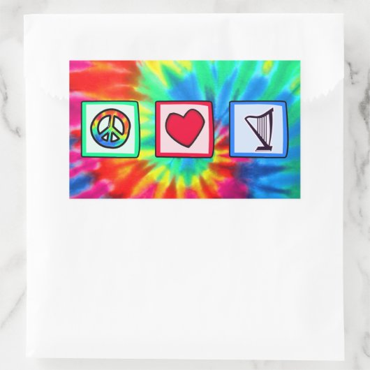Frieden, Liebe, Harfen Rechteckiger Aufkleber (Tasche)