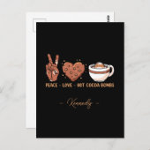 Frieden - Liebe - heiße Kakaobomben Postkarte (Vorne/Hinten)