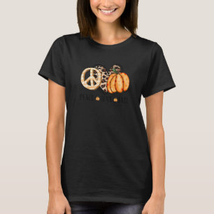 Frieden Liebe Herbst Kürbis Kariert Leopard Herz D T-Shirt