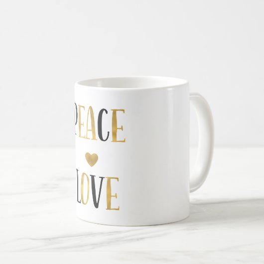 Frieden Liebe Herz Kaffeetasse (VorderseiteRechts)
