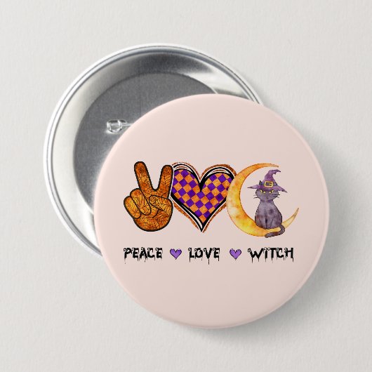 Frieden, Liebe, Hexe Button (Vorne & Hinten)