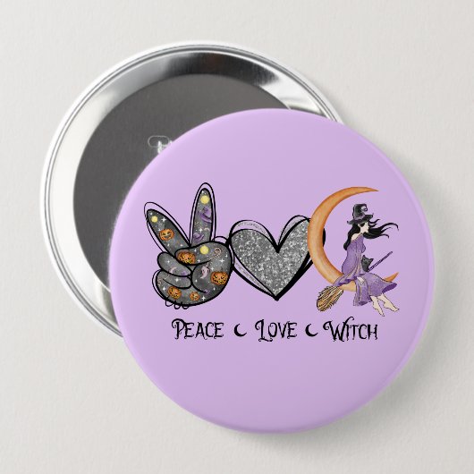 Frieden, Liebe, Hexe Button (Vorne & Hinten)