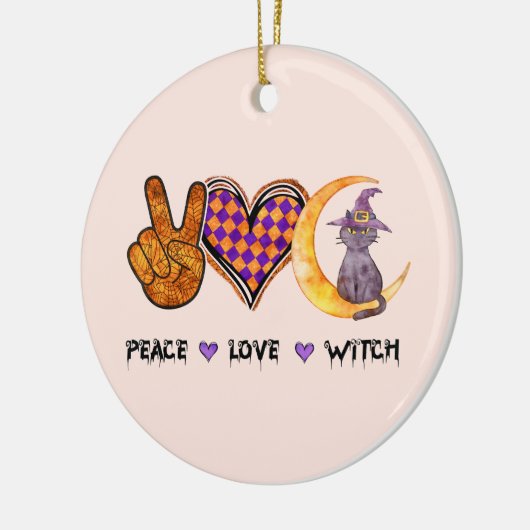 Frieden, Liebe, Hexe Keramik Ornament (Links)