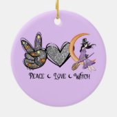Frieden, Liebe, Hexe Keramik Ornament (Hinten)