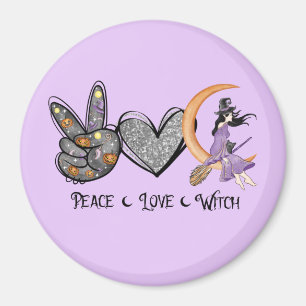 Frieden, Liebe, Hexe Magnet