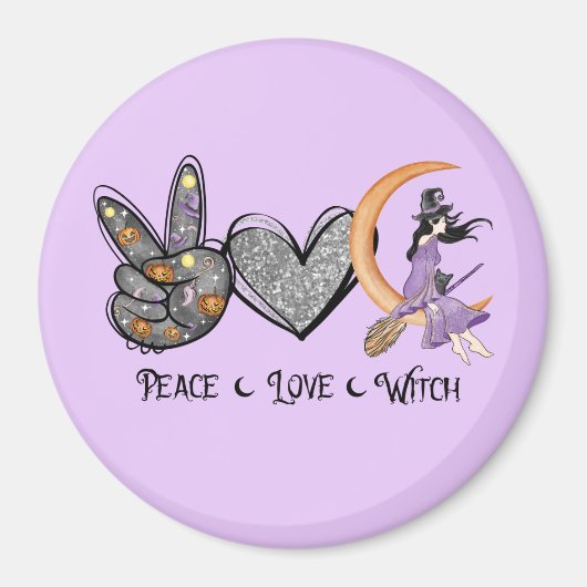 Frieden, Liebe, Hexe Magnet (Vorne)