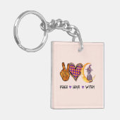 Frieden, Liebe, Hexe Schlüsselanhänger (Vorderseite links)