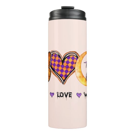 Frieden, Liebe, Hexe Thermosbecher (Vorderseite)