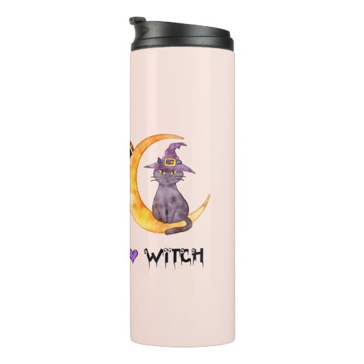 Frieden, Liebe, Hexe Thermosbecher (Nach rechts gedreht)