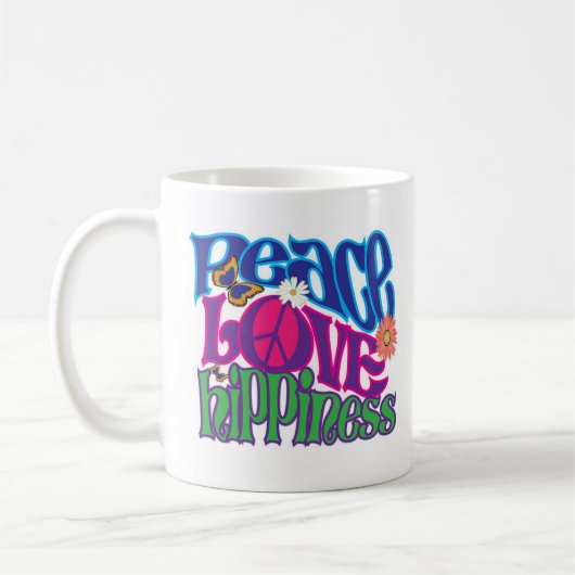 Frieden, Liebe, Hippieness Kunst-Tasse Kaffeetasse (Links)