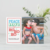 Frieden, Liebe, Ho Ho Ho Feiertagskarte (Stehend Vorderseite)