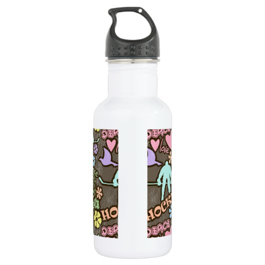 Frieden, Liebe, Hockey Edelstahlflasche (Rückseite)
