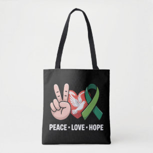 Frieden Liebe Hoffnung - Grüne Schleife Bekannthei Tasche