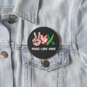 Frieden Liebe Hoffnung - Grüne Schleife - Bewussts Button (Beispiel)