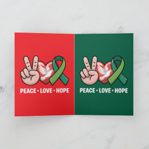 Frieden Liebe Hoffnung - Grüne Schleife Bewusstsei Karte
