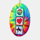 Frieden, Liebe, hoher Sprung Keramik Ornament (Links)