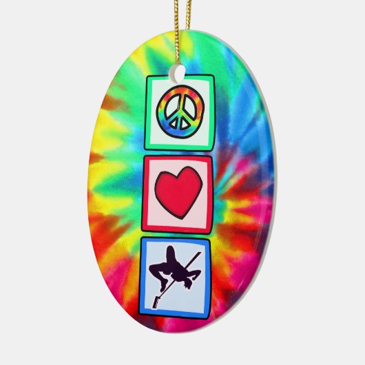 Frieden, Liebe, hoher Sprung Keramik Ornament (Links)