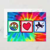 Frieden, Liebe, Hoher Sprung Postkarte (Vorne/Hinten)