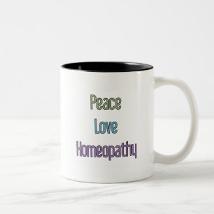 Frieden, Liebe, Homöopathie Zweifarbige Tasse