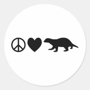 Frieden, Liebe & Honigdachse Runder Aufkleber