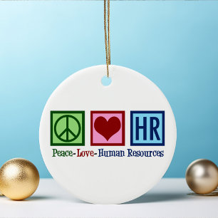 Frieden Liebe HR Personal Weihnachten Keramik Ornament