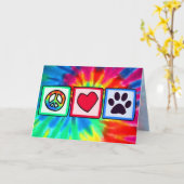 Frieden, Liebe, Hund; Pawprint Karte (Gelbe Blume)