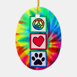 Frieden, Liebe, Hund; Pawprint Keramikornament