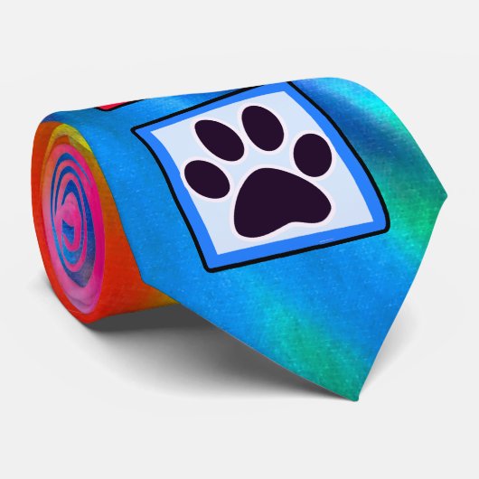 Frieden, Liebe, Hund; Pawprint Krawatte (Gerollt)