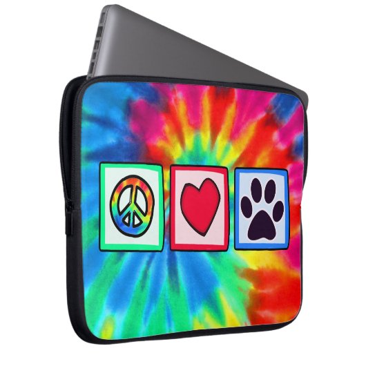 Frieden, Liebe, Hund; Pawprint Laptopschutzhülle (Vorne Rechts)