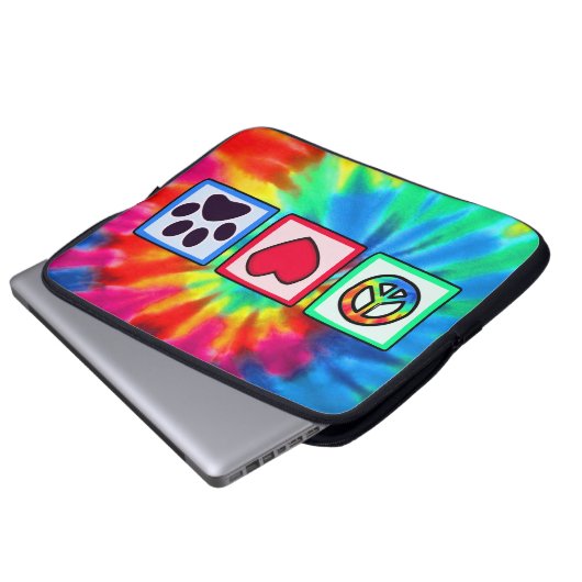 Frieden, Liebe, Hund; Pawprint Laptopschutzhülle (Vorne Knopf)