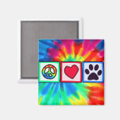 Frieden, Liebe, Hund; Pawprint Magnet (Vorderseite/Rückseite)