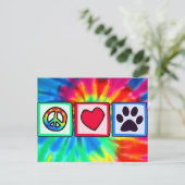 Frieden, Liebe, Hund; Pawprint Postkarte (Stehend Vorderseite)