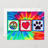 Frieden, Liebe, Hund; Pawprint Postkarte (Vorne/Hinten)