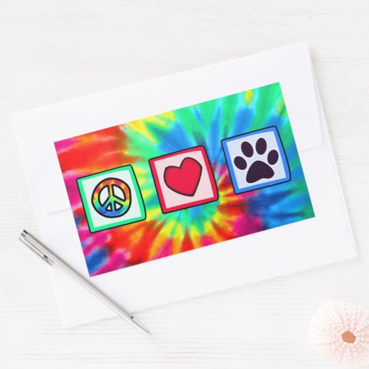 Frieden, Liebe, Hund; Pawprint Rechteckiger Aufkleber (Umschlag)
