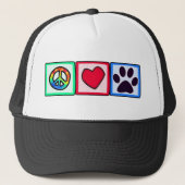 Frieden, Liebe, Hund; Pawprint Truckerkappe (Vorderseite)