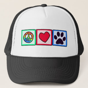 Frieden, Liebe, Hund; Pawprint Truckerkappe