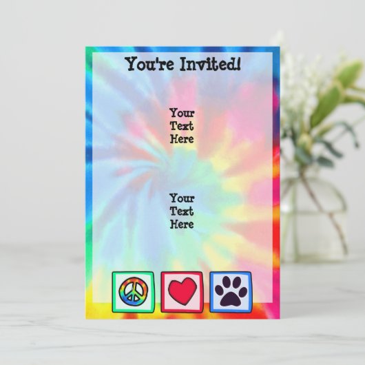 Frieden, Liebe, Hund Pflaster Einladung (Stehend Vorderseite)