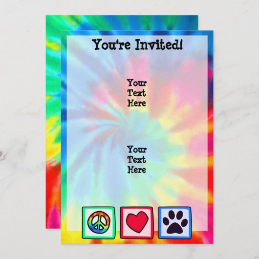 Frieden, Liebe, Hund Pflaster Einladung (Vorne/Hinten)
