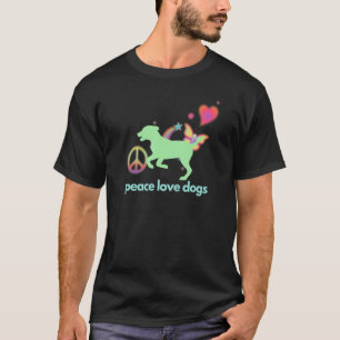 Frieden Liebe Hunde Buntes Hund T-Shirt Boho Yoga 