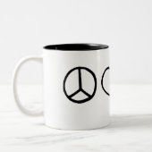 Frieden, Liebe, Hunde Zweifarbige Tasse (Links)