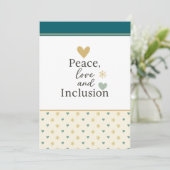 Frieden, Liebe & Inklusion | Inklusiver Urlaub Feiertagskarte (Stehend Vorderseite)