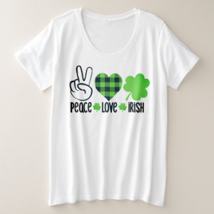 Frieden Liebe Irische St. Patrick's Day Design-666 Große Größe T-Shirt