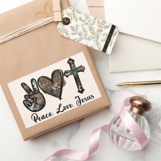 Frieden - Liebe - Jesus Rechteckiger Aufkleber (Schenken)